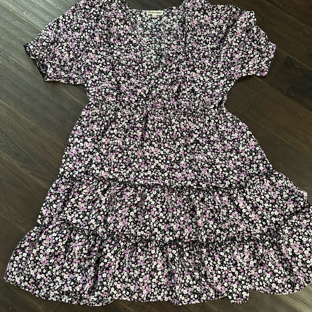 2X Dress Purple Flowers